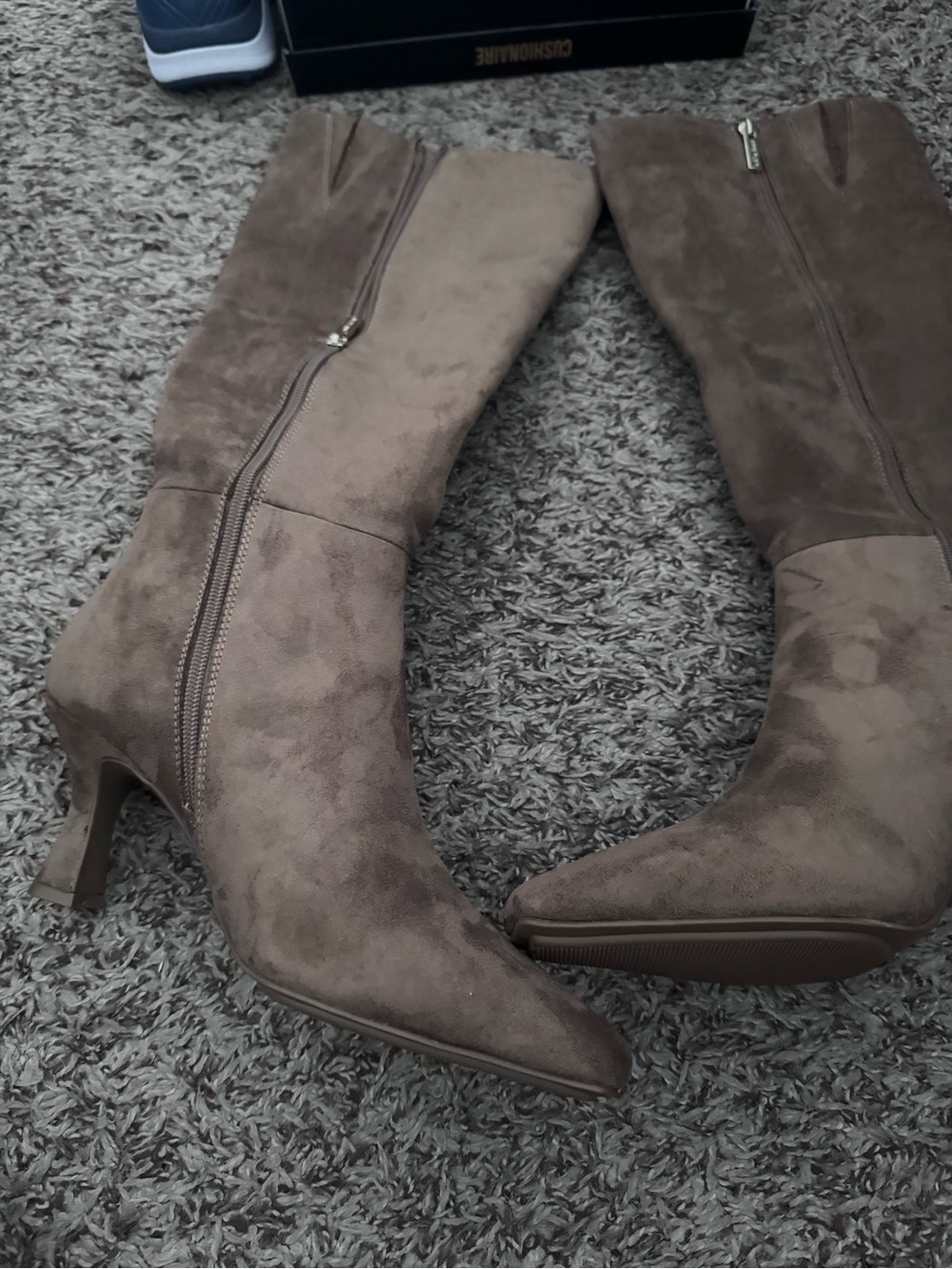 Anne Klein Taupe Knee-High Heeled Boots